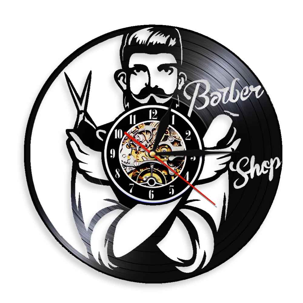 Horloge murale pour salon de coiffure en vynil