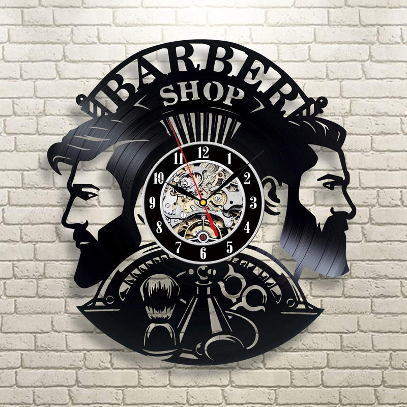 Horloge murale pour salon de coiffure en vynil