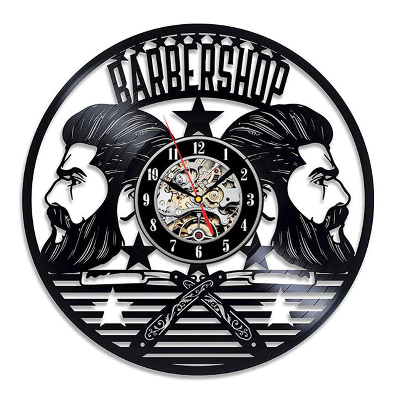 Horloge murale pour salon de coiffure en vynil