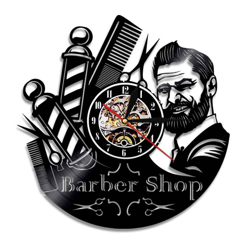 Horloge murale pour salon de coiffure en vynil