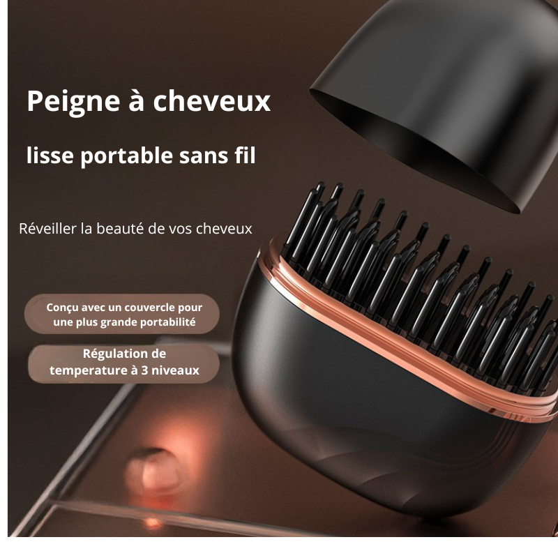 Mini peigne lisseur sans fil multifonctions.
