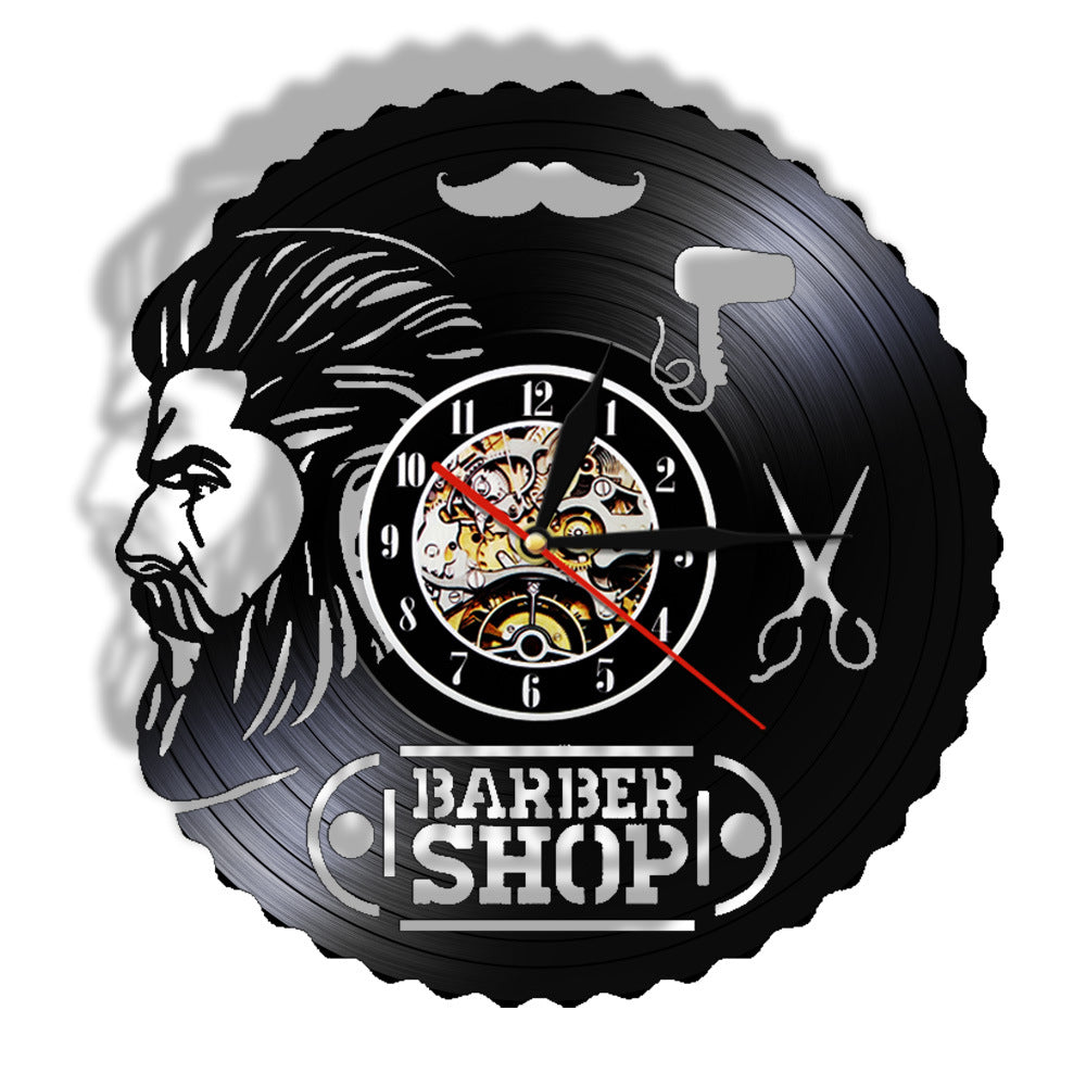Horloge murale pour salon de coiffure en vynil