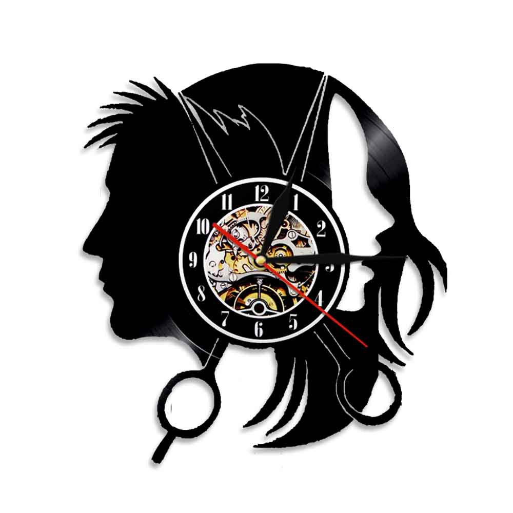 Horloge murale pour salon de coiffure en vynil