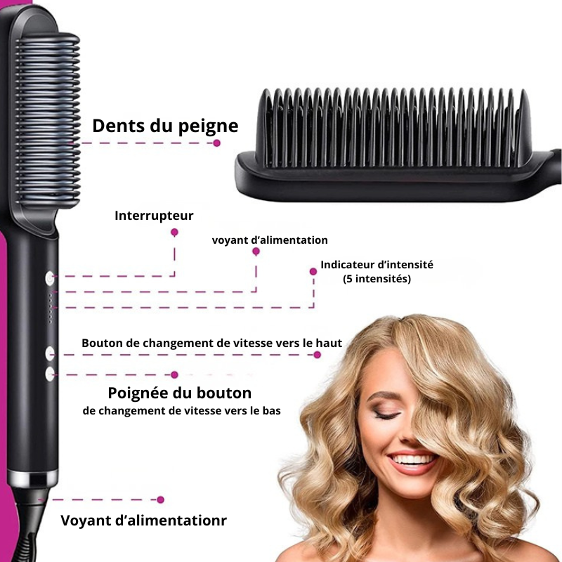 Nouvelle brosse lisseur electrique 2 en 1